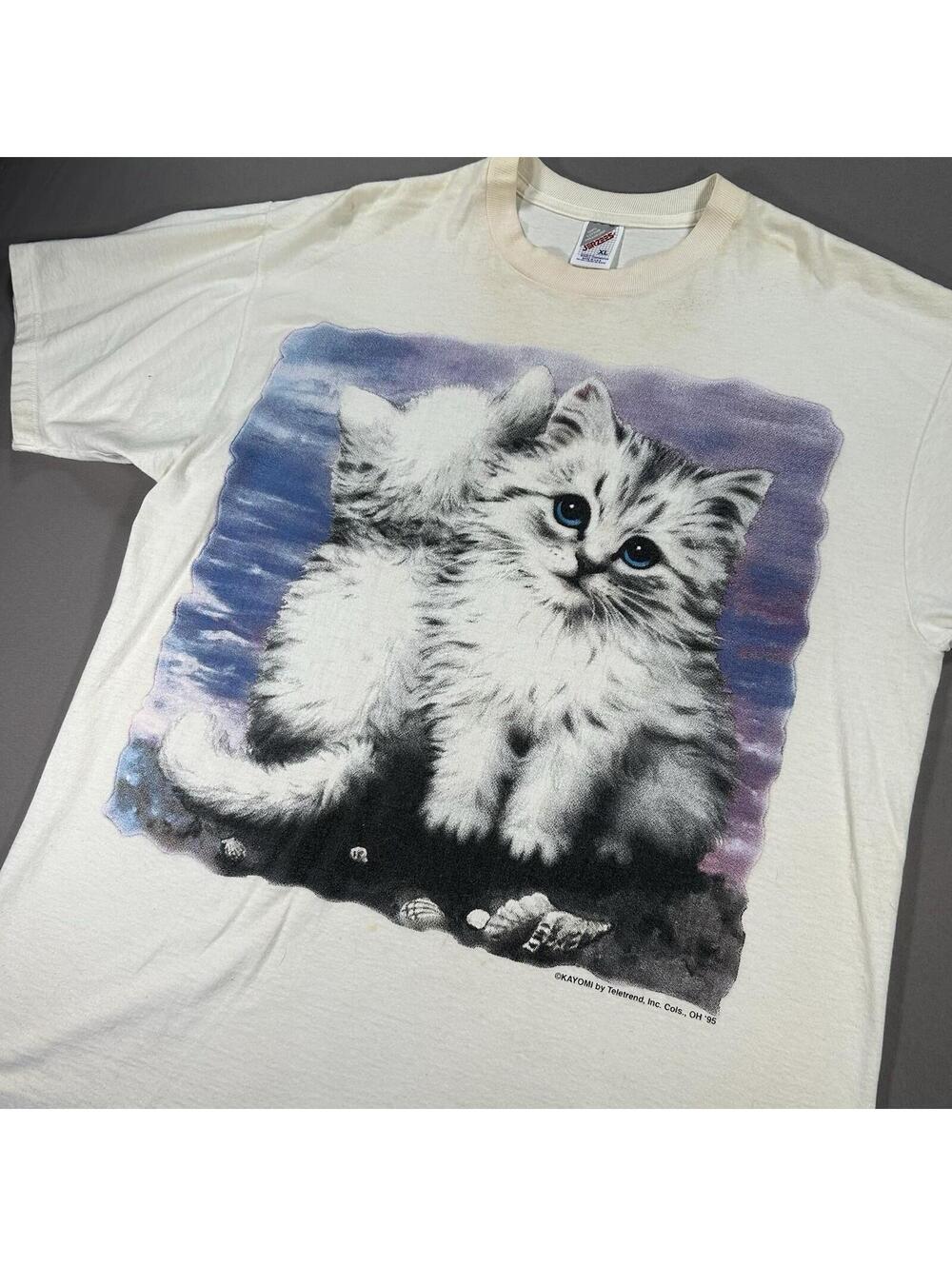 Vintage 90's 1995 JERZEES Kitten Portrait XL Kayomi by Teletrend USA Made - Picture 7 of 8